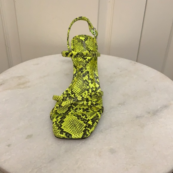 Gianni Bini Neveena Neon Green Snake Print Sandal - Picture 4 of 10